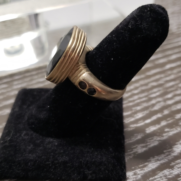 Black and Gold-tone Statement Ring - Picture 2 of 5
